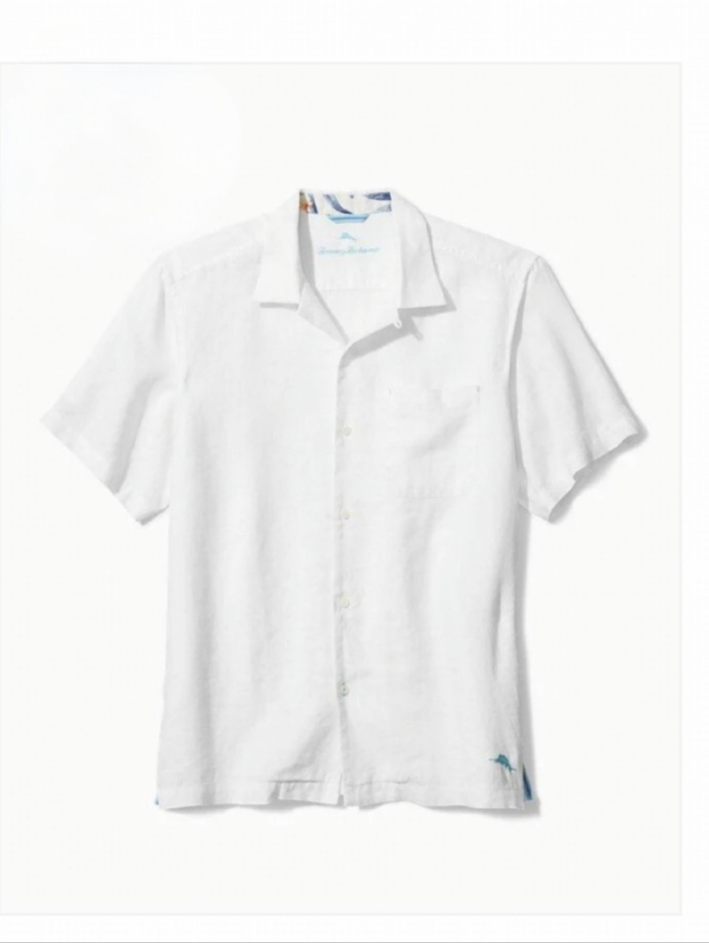 Tommy Bahama White Short-Sleeve 100% Linen Button-Down Shirt 4XL